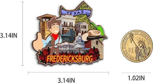Vista 3 de Fredericksburg - Imán de madera para nevera, diseño de Texas USA en 3D, recuerdos coleccionables, decoración hecha a mano