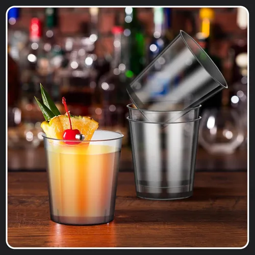 Vista 4 de Tioncy 100 vasos de chupito de plástico neón de 1 oz, vasos de chupito desechables de colores, mini vasos de fiesta para beber para cóctel, whisky