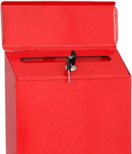 Vista 8 de NC Iron Buzón vertical colgante de seguridad montado en la pared Sugerencia Caja de envío seguro Papeleo Periódicos Revistas Caja Postbuzón