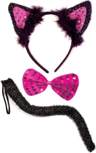 Vista 6 de OLYPHAN Juego de disfraz de gato negro para adulto, kit de accesorios de Halloween, cosplay