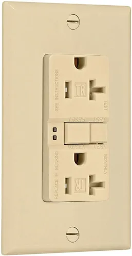 Vista 7 de Eaton GFCI - Receptáculo dúplex resistente a manipulaciones 20A -125V con placa de pared de tamaño estándar, color marfil