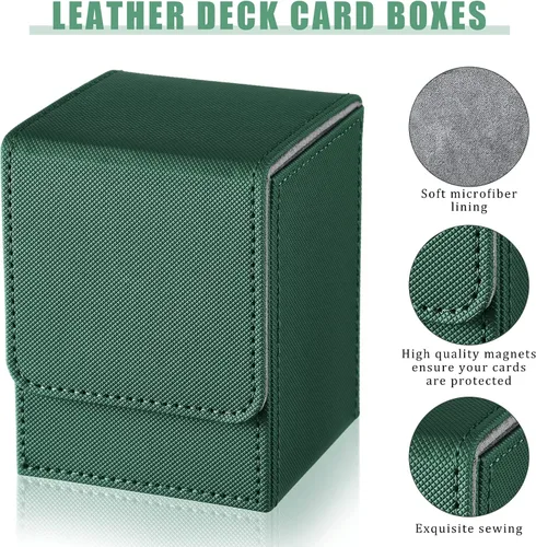 Vista 2 de Yookeer 4 Piezas Cajas de Cartas de Cubierta de Cuero Caja de Juego de Cartas para Caja de Cartas Coleccionables Compatible con MTG Commander