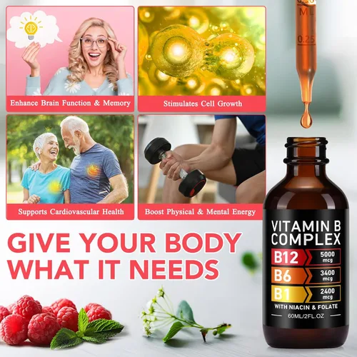 Vista 9 de Frovetani - Complejo orgánico de vitamina B para mujeres, 2 unidades líquidas Vitamina B12 Metilcobalamina, vitamina B6, B1, B9, apoyo metabólico