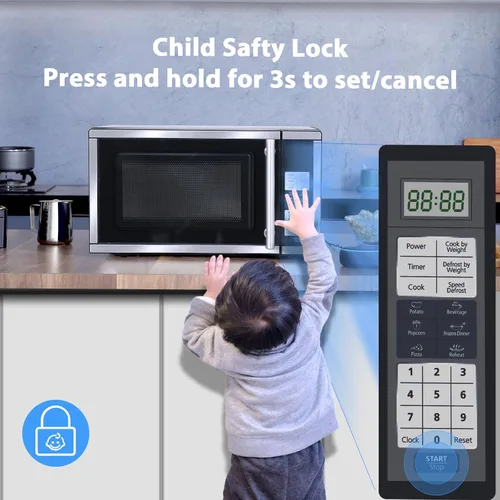 Vista 6 de Microondas pequeñas de 0.7 pies cúbicos compactas de 700 W, 6 menús automáticos con cocina Express de un solo toque, bloqueo para niños