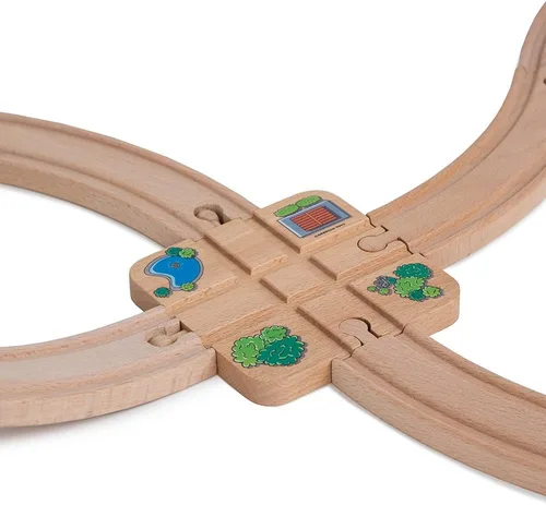Vista 2 de ORBRIUM Juego de accesorios de madera para vías de tren de madera para ferrocarril de madera compatibles con Thomas & Friends, Brio, IKEA, Melissa
