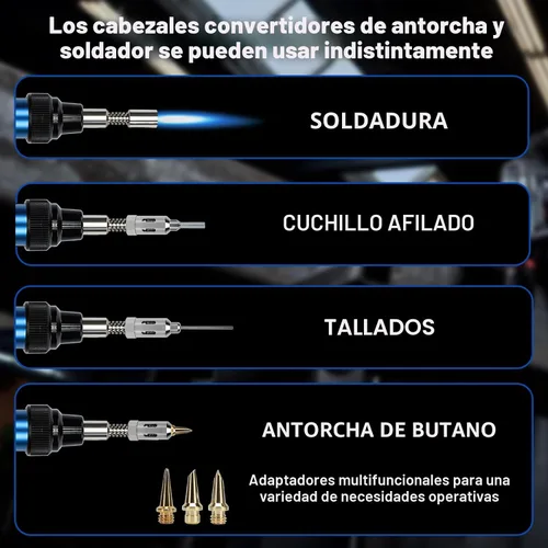 Vista 3 de BLUEFIRE Kit de Antorcha de Soldadura Mini Lápiz de Gas MAP/MAPP de 3' con Manguera Multifunción Antorcha de Propano con Encendedor de Pedernal
