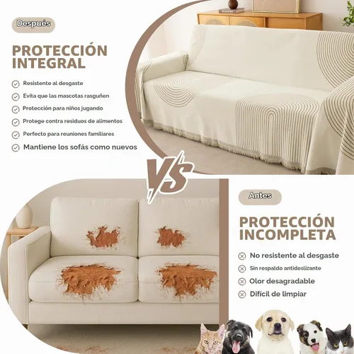Vista 2 de Fundas Boho para Sofá de 2 Cojines, Funda Deslizable de Chenille para Sofá para Mascotas Lavable, Funda de Loveseat Seccional en Forma de L Manta