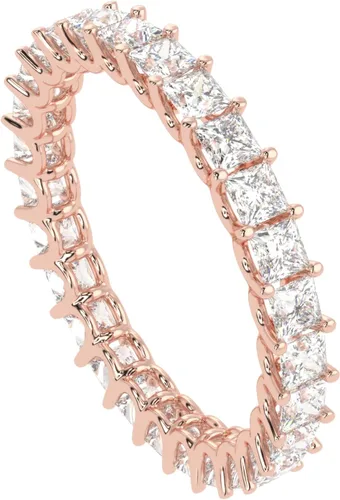 Vista 6 de Anillo de boda de princesa de moissanita de 14 quilates, tono oro blanco, rosa, amarillo, anillo de boda de eternidad completa, 2.00 quilates, corte