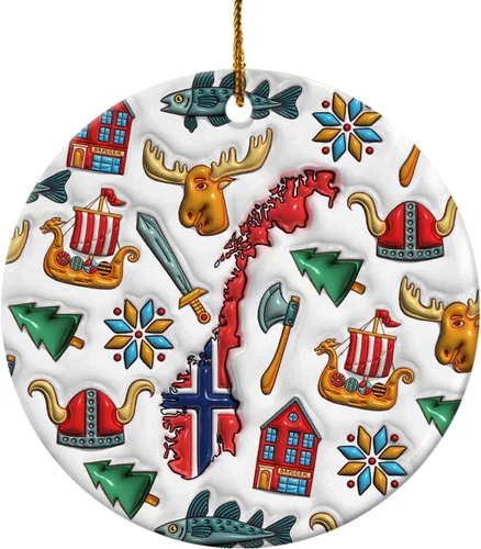Vista 98 de Lotacy Bandera argentina argentina de Navidad de cerámica 2D impresa adorno con símbolos, decoración del hogar argentina regalos para hombres