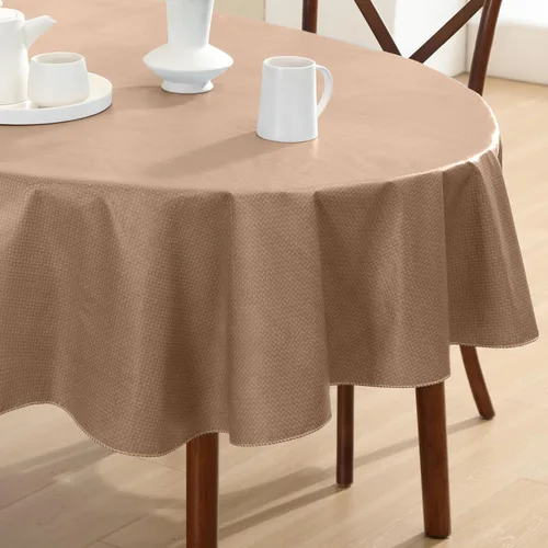 Vista 23 de Newbridge Basketweave - Mantel con parte trasera de franela de vinilo de color sólido, aspecto texturizado de tejido de cesta, mantel impermeable