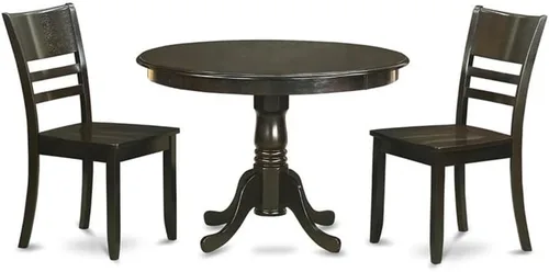 Vista 7 de East West Furniture HLLY5-CAP-W Juego de comedor de 5 piezas incluye una mesa de comedor redonda con pedestal y 4 sillas de cocina, 42 x 42