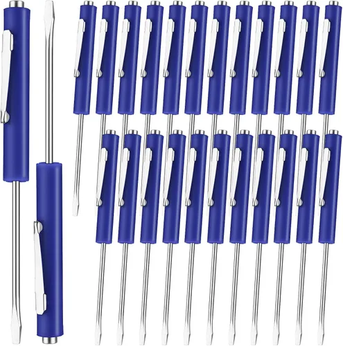 Vista 23 de Honoson 10 Piezas de Destornillador de Bolsillo Mini con Parte Superior y Clips de Bolsillo Magnéticos, Destornillador Pequeño Ranurado con Cabeza