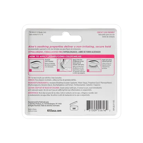 Vista 9 de KISS Pestaña adhesiva en tira, transparente, 0.21 oz, paquete de de 1, Transparente
