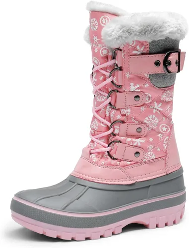 Vista 14 de DREAM PAIRS - Botas de nieve para el invierno, impermeables y con aislamiento para niños Negro