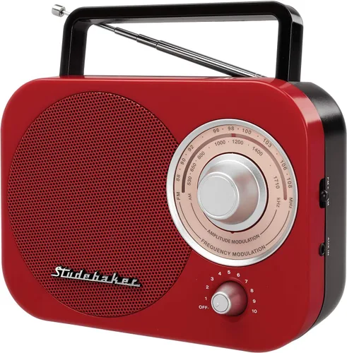 Vista 7 de Studebaker SB2000BG Retro Classic Radio portátil AM/FM (negro y dorado)