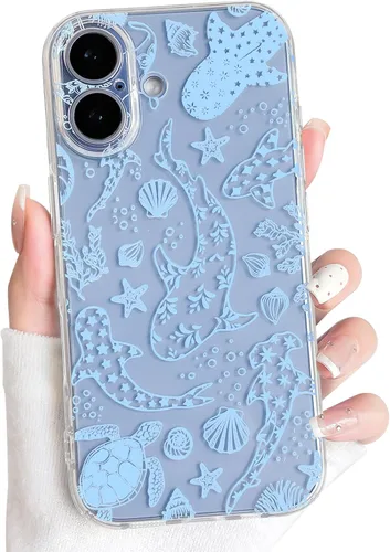 Vista 132 de NITITOP Funda para iPhone 13 Clear Sea Animal - Pez negro Pescado Negro