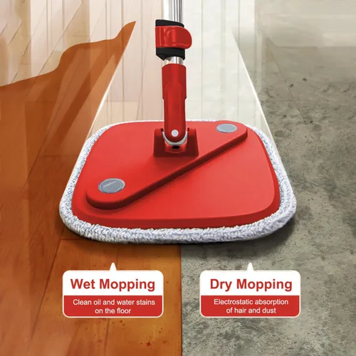 Vista 3 de Trapeador giratorio y cubo con sistema de agua sucia y limpia M16 con 2 almohadillas, cabezal de trapeador giratorio de 360° y cubo para piso