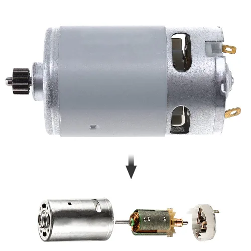 Vista 4 de ChgImposs RS550 12V 19500 RPM DC Motor con dos velocidades 12 dientes y caja de engranajes de alto par para taladro eléctrico/destornillador