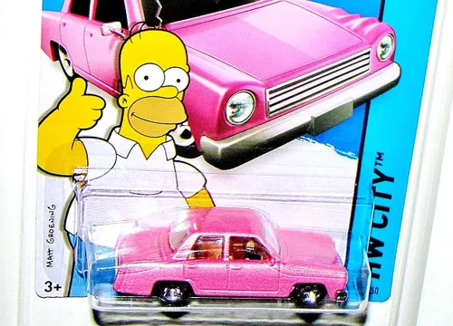 Vista 3 de Hot Wheels 2015 HW City El Auto de la Familia Simpson 56/250, Rosa
