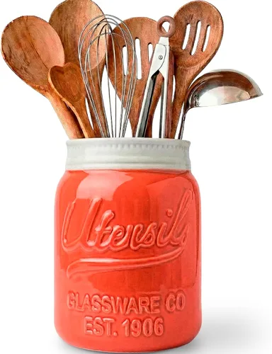 Vista 10 de Comfify Tarro de boca ancha para utensilios, organizador decorativo de utensilios de cocina, apto para lavavajillas, organizador de cocina azul