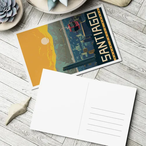 Vista 6 de gaeaverse Tarjetas postales de paisaje de Santiago Chile, 9 unidades, diseño de ciudades del mundo, tarjetas de felicitación para negocios, viajes