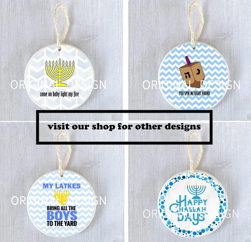 Vista 4 de Divertidos adornos judíos Menorá Janucá Hanukkah Regalo divertido regalo de adorno de intercambio de regalo de oficina Regalo divertido humor judío