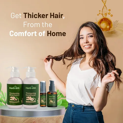 Vista 4 de Herbishh Champú y acondicionador espesante Vitalizador capilar Aceite de esencia para el crecimiento del cabello Previene la pérdida
