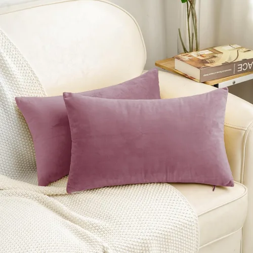 Vista 55 de HWY 50 fundas de almohada decorativas de terciopelo sólido para sofá, sala de estar. Ambar