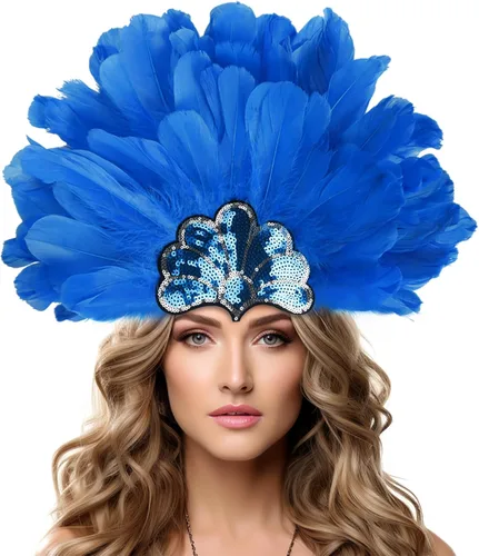 Vista 49 de HOMELEX Tocado de plumas negras para mujer, accesorios de carnaval caribeño