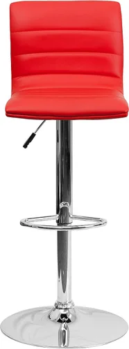 Vista 83 de Flash Funiture silla de bar ajustable con base cromada, Vinilo, Gris