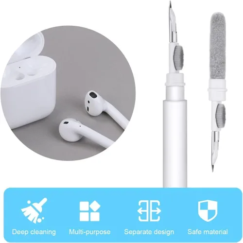 Vista 6 de AOMIG Kit de limpieza para Airpod, kit de limpieza de auriculares 3 en 1, kit de limpieza de teléfono con cepillo suave para auriculares