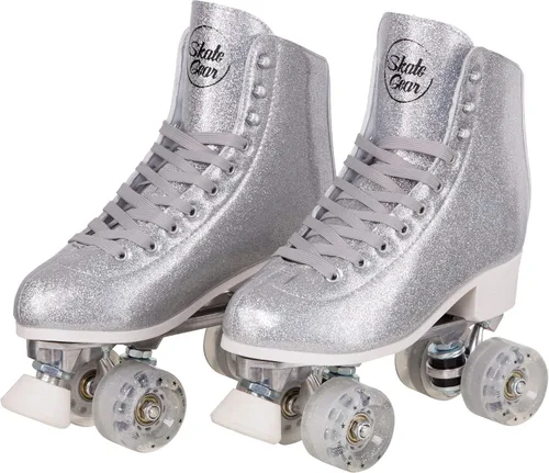 Vista 3 de Skate Gear Sparkly Patines retro de cuatro ruedas Purpurina plateada