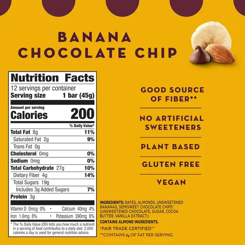 Vista 2 de Larabar - Barras de chocolate con plátano, frutas y nueces, 12 unidades, 19.2 onzas