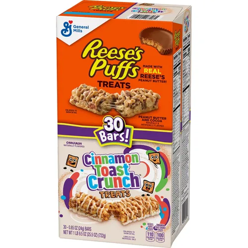 Vista 2 de Reese's Puffs & Cinnamon Toast Crunch Cereal Bar Treats (30 unidades)
