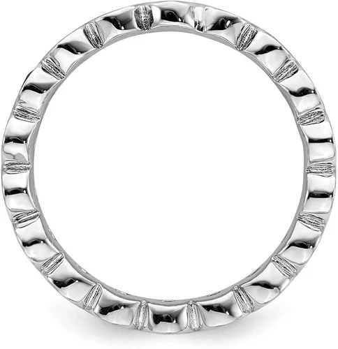 Vista 2 de Anillo de plata de ley 925 apilable creado zafiro azul septiembre piedra preciosa anillo eternidad