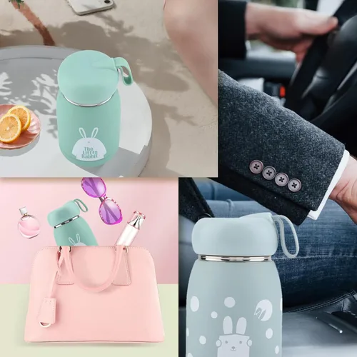 Vista 8 de Botella de agua con aislamiento marrón, mini taza de vacío de 10.8 fl oz, taza de café al vacío, taza de viaje de leche de té con bonito