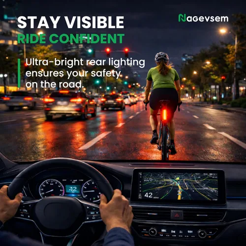Vista 9 de Bike Lights Front and Back for Night Riding, USB-C Rechargeable Bicycle Headlight and Taillight Set, Waterproof, 12+6 Modes, Powerful Front and Rear