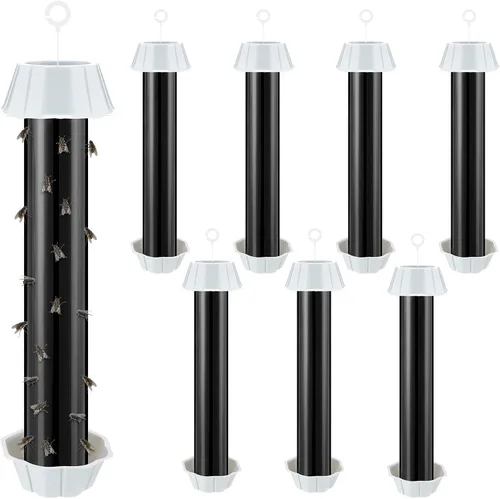 Vista 10 de Qualirey Trampas para moscas para colgar en interiores y exteriores, trampa para moscas de fruta, mosquitos pegajosos para insectos domésticos, 10 x