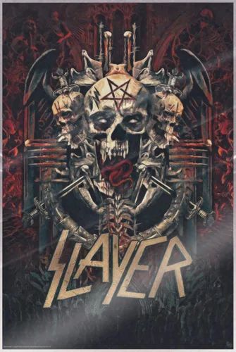 Vista 9 de Slayer - Póster musical (Skullgram, calavera y pentagrama) (tamaño: 24 x 36 pulgadas)