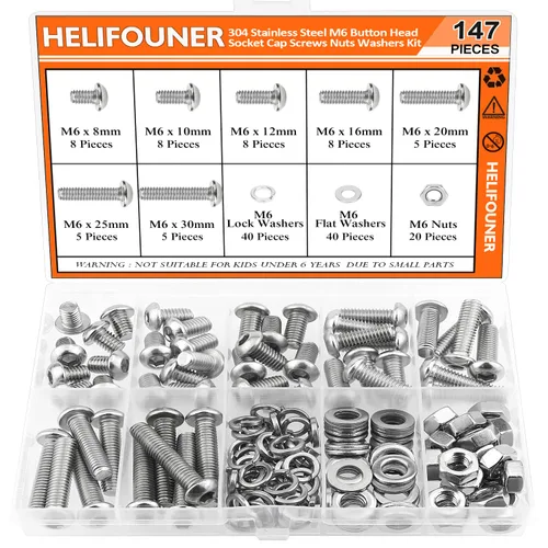Vista 34 de HELIFOUNER 560 Piezas M2 x 4 mm / 6 mm / 8 mm / 10 mm / 12 mm / 16 mm / 20 mm, Tornillos de Cabeza de Botón con Cavidad Cilíndrica, Tuercas