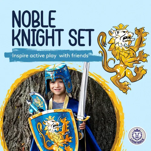 Vista 2 de Liontouch - Espada de espuma Noble Knight, escudo y hacha, azul Juego de lucha para niños de 3 a 8 años Armas de juguete medievales seguras