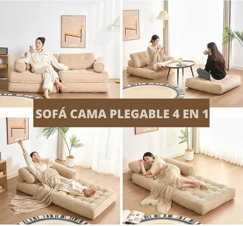 Vista 5 de Afuson Plus - Sofá cama futón para espacios pequeños, sofá de piso con reposabrazos, sofá plegable, sofá convertible con almohada, portátil, cómodo
