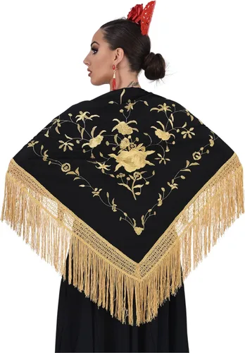 Vista 6 de Mantón Manila para baile flamenco. tamaño medio 63X31 pulgadas
