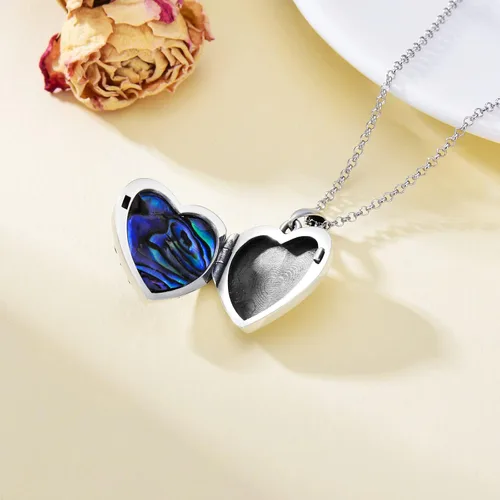 Vista 3 de SOULMEET - Collar con relicario en forma de corazón con girasol, donde se pueden guardar fotografías de personas para tenerlas cerca de ti, joyería