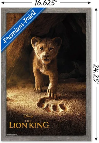 Vista 3 de Trends International Disney The Lion King - Póster de pared de Simba de una hoja, 14.725 x 22.375 pulgadas, versión enmarcada de madera de granero