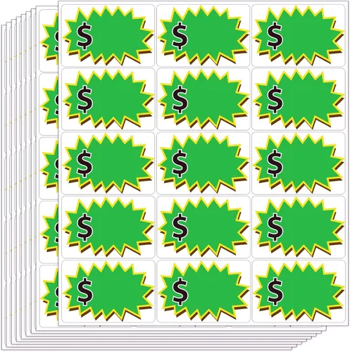 Vista 11 de 300 calcomanías de venta de garaje, (2 x 3 pulgadas), adhesivos extraíbles para patio, etiquetas de precio de venta con espacio para escribir Multi