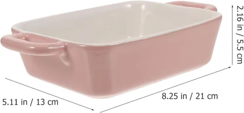 Vista 5 de Cabilock Bandeja de cerámica para horno de microondas, bandeja de porcelana de 8.26 x 4.72 x 1.88 pulgadas para hornear, lasaña, brownies, asar