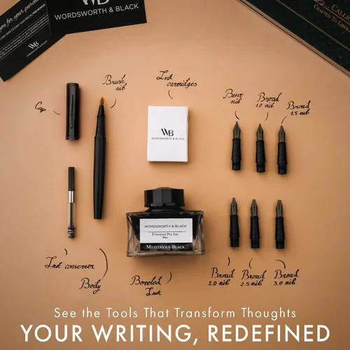 Vista 4 de Wordsworth & Black Luxury Calligraphy Pen Set for Writing, 6 Nibs,All Black Todo negro