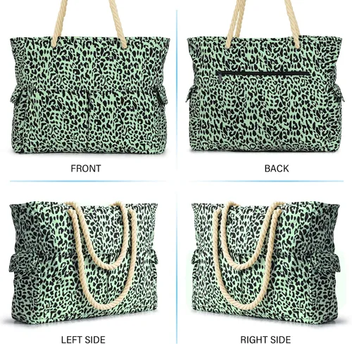 Vista 2 de Becokan Bolsa de playa para mujer, bolsa de playa extra grande, impermeable, a prueba de arena, con cremallera, bolsa de playa para piscina