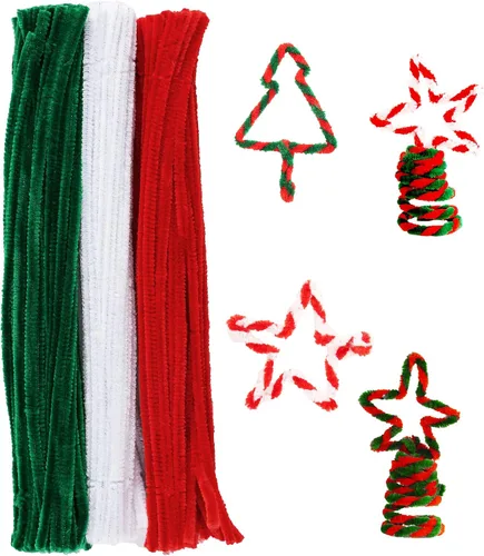 Vista 13 de 200 piezas de limpiadores de tuberías artesanales con purpurina de Navidad Navidad -200 piezas